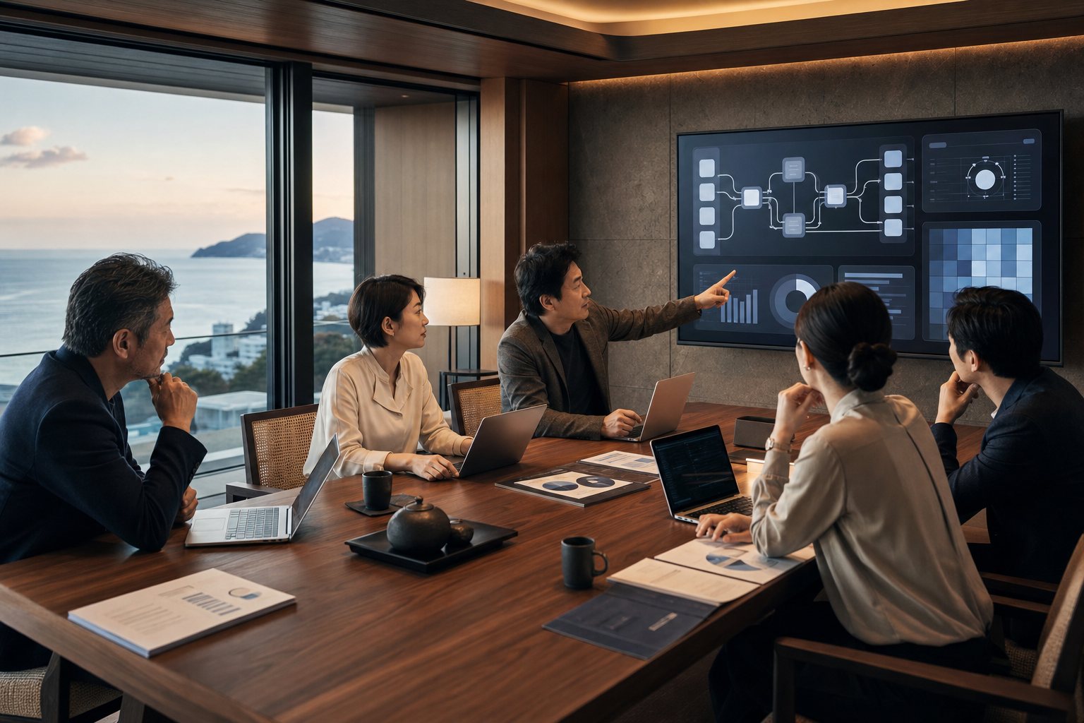 経営チームがAI Workflowと業務活用について議論するAI Retreatのプログラムイメージ